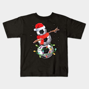 Dabbing Soccer Christmas Lights Snowman Santa Sweater Ugly Kids T-Shirt